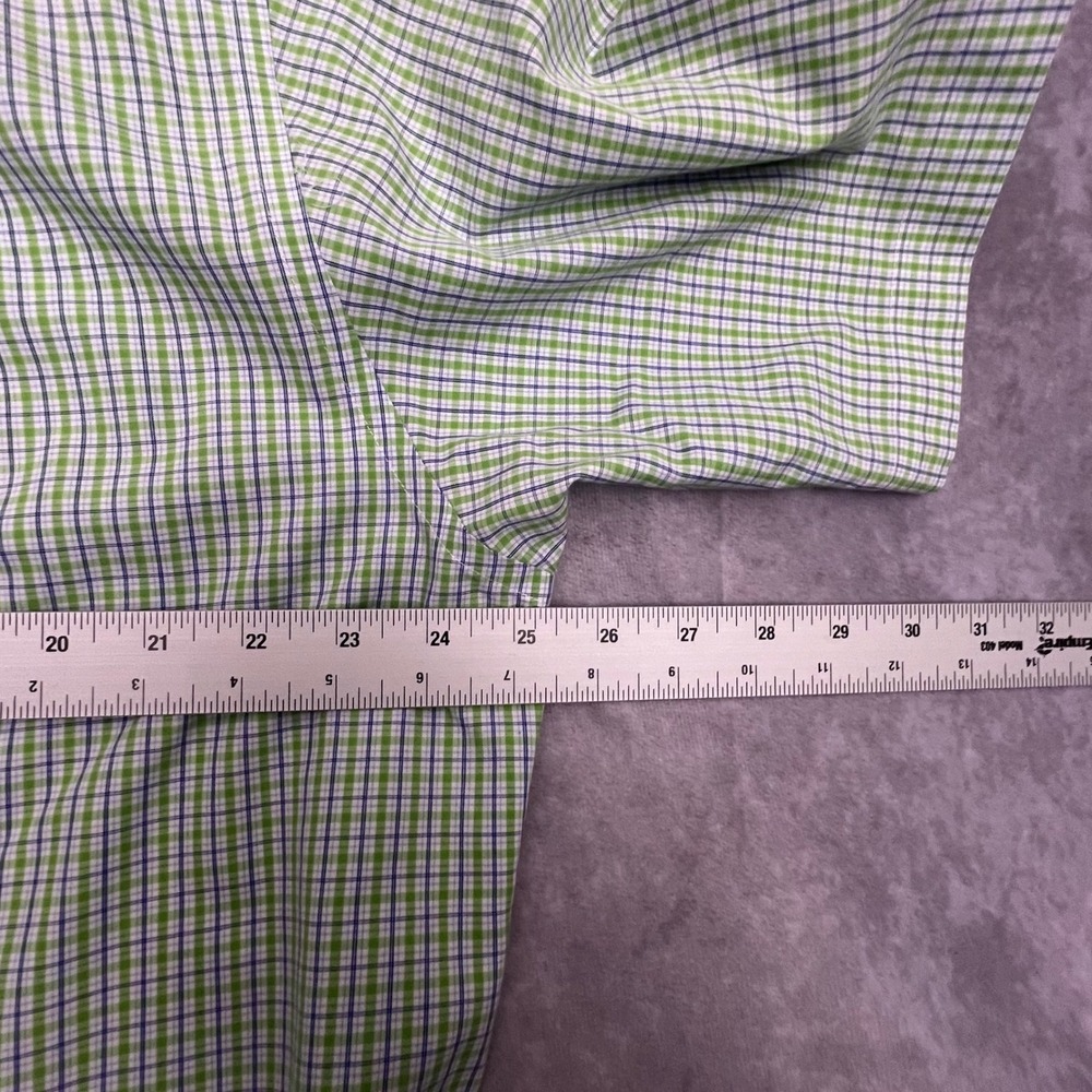 Brooks Brothers Button Down Mens L Green Blue Check Traditional Fit Short Sleeve - Picture 10 of 10
